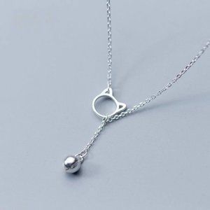 925 Sterling Silver Cat Bell Necklace